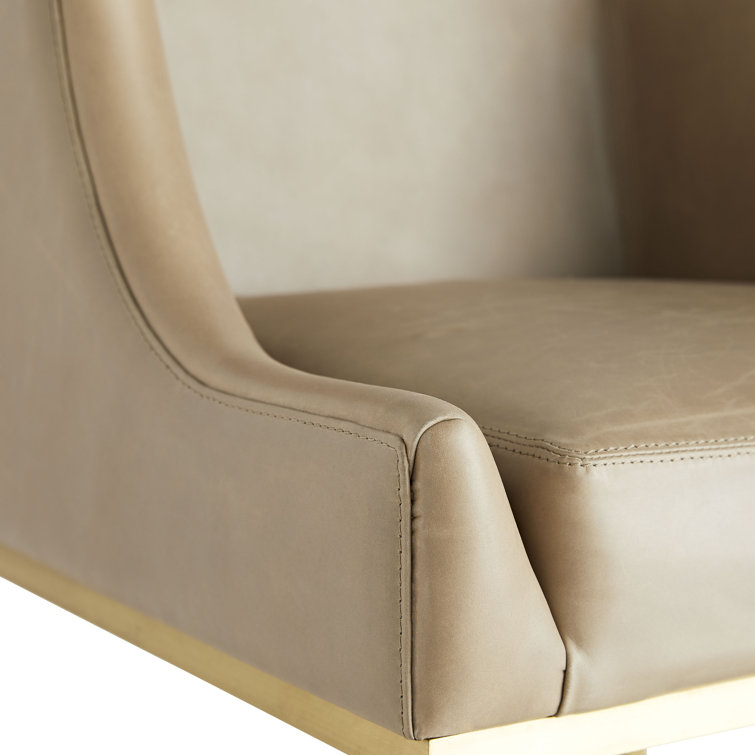 Dalia 21'' Gray Leather & Antique Brass Modern Bar Stool