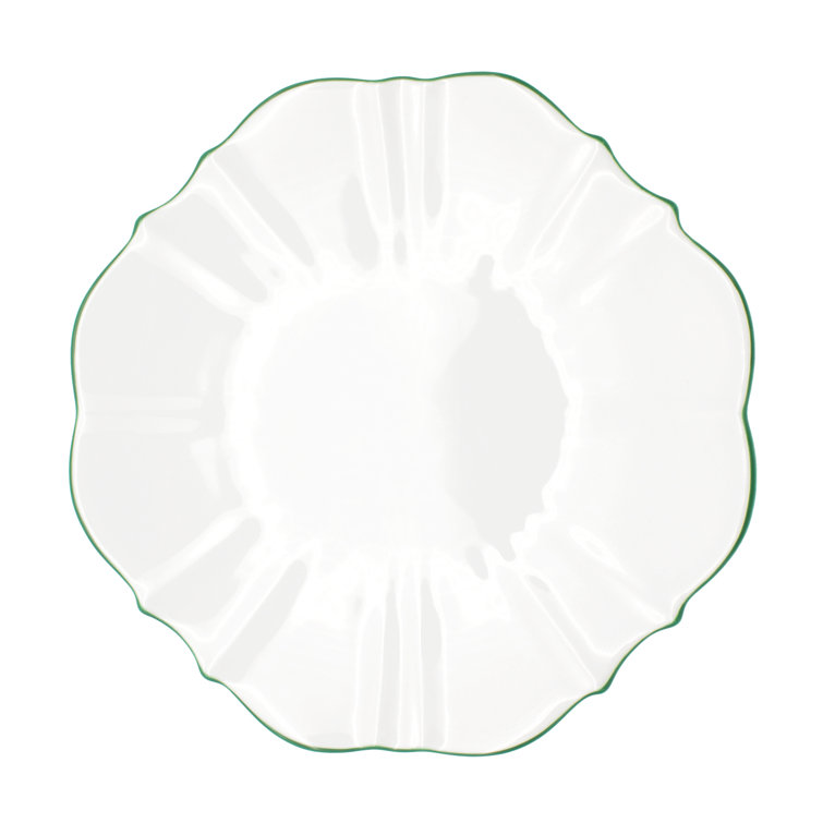 Handcrafted White Porcelain Charger Plate with Scallop Trim