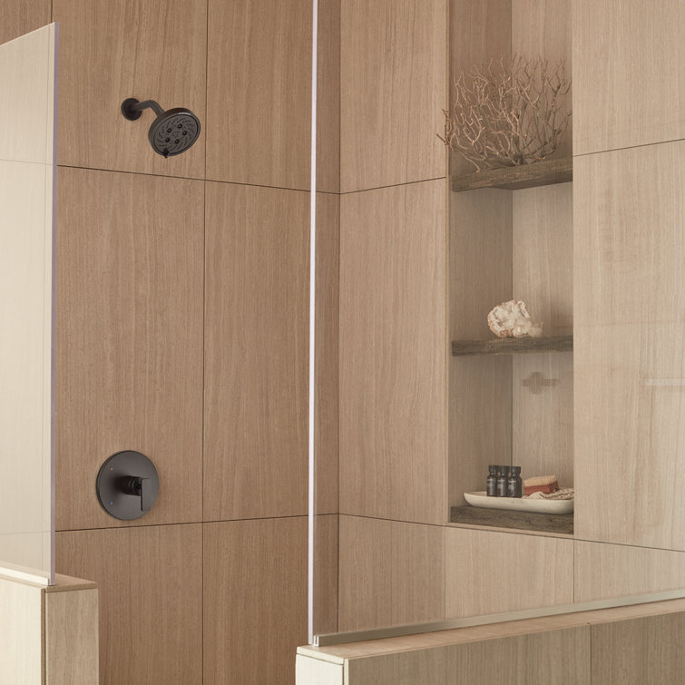 Modern Matte Black Lever Shower Valve Trim Kit with Precision Control