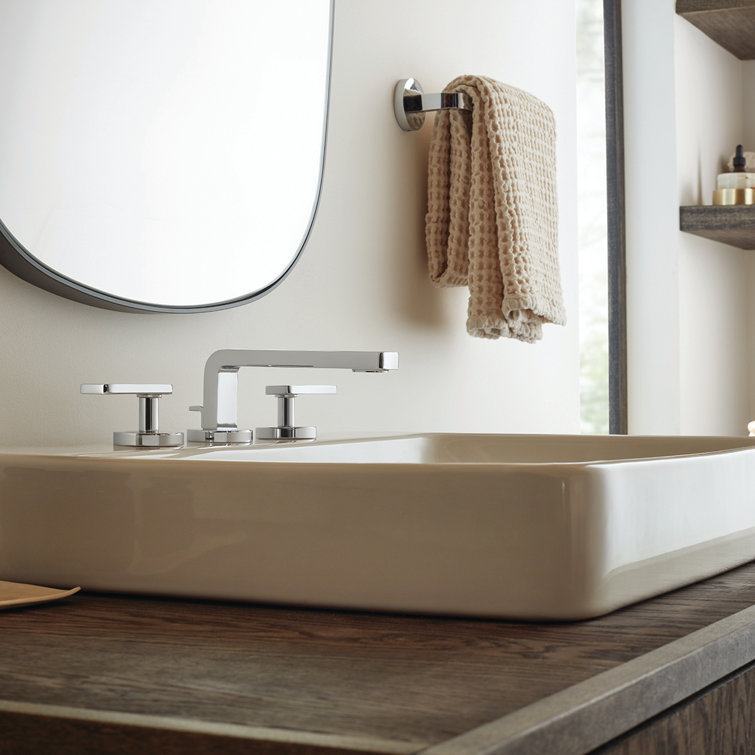 Vector Modern Polished Chrome Widespread Bathroom Faucet with Drain