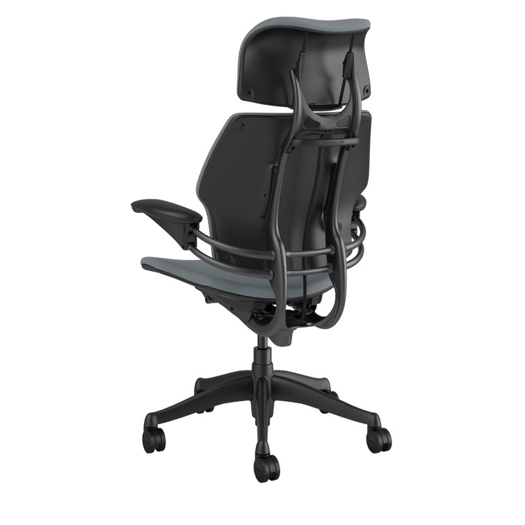 Modern Black Fabric Swivel Task Chair with Adjustable Arms