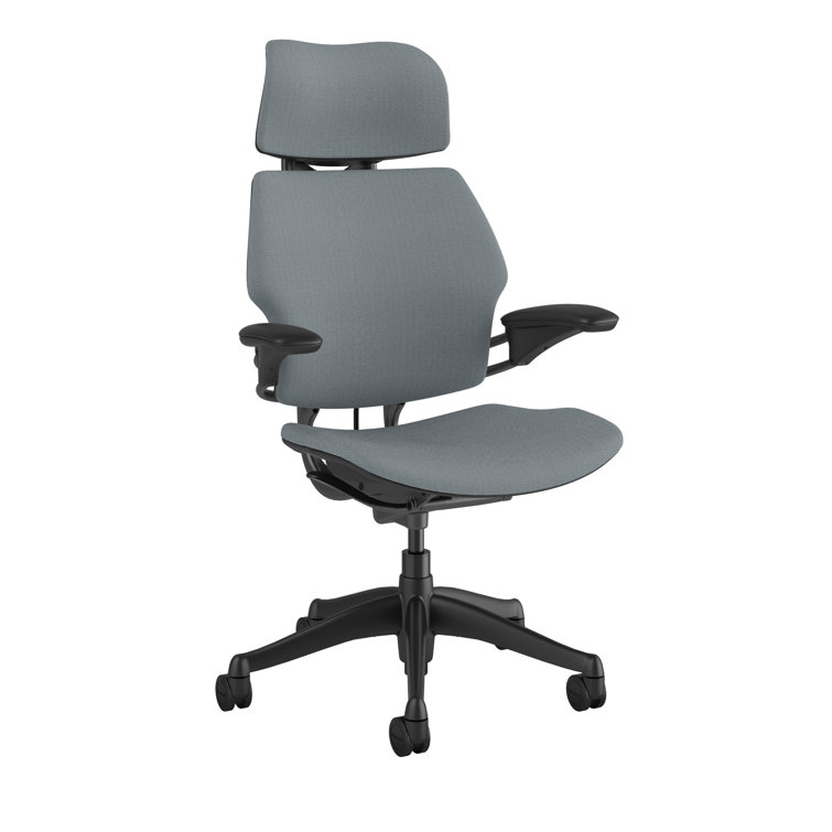 Modern Black Fabric Swivel Task Chair with Adjustable Arms