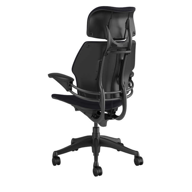 Modern Black Fabric Swivel Task Chair with Adjustable Arms