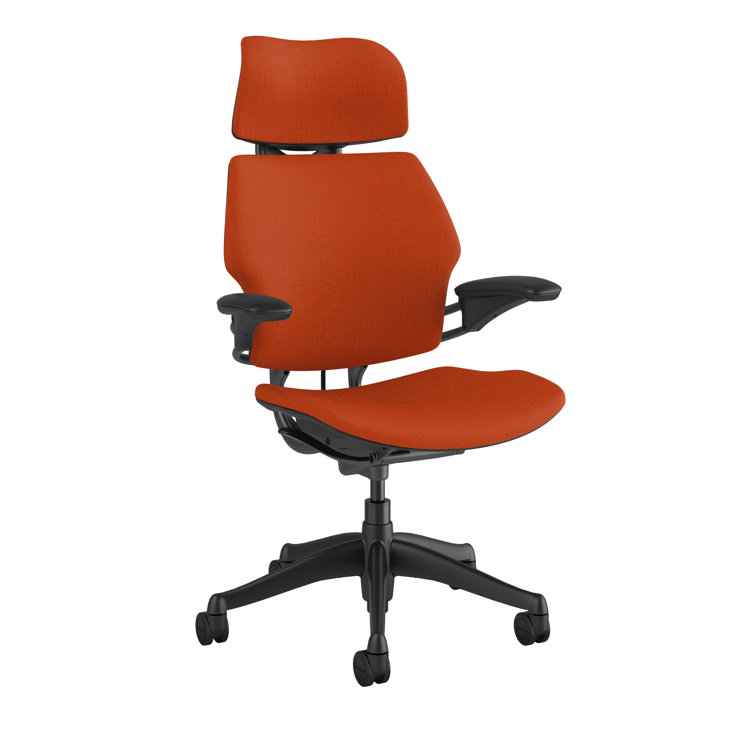 Modern Black Fabric Swivel Task Chair with Adjustable Arms