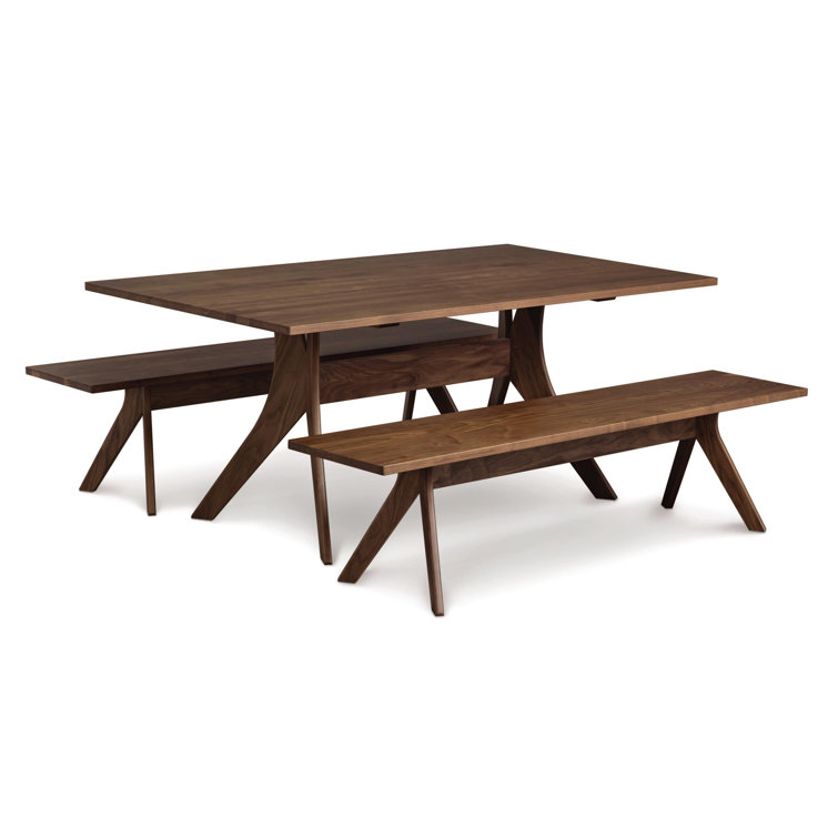 Audrey Natural Walnut Solid Wood Bench with Squared Legs