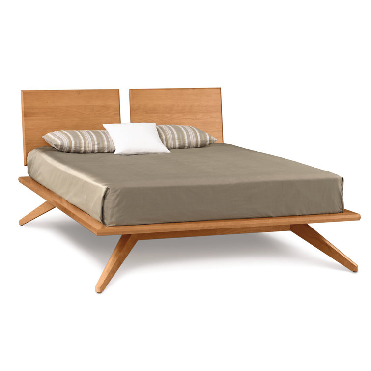 King Walnut Solid Wood Platform Bed with Adjustable Headboard