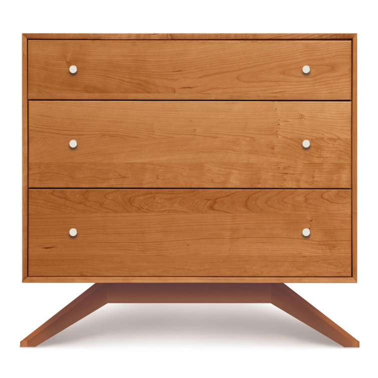 Astrid Mid-Century 3-Drawer Natural Cherry Dresser with Silver Handles