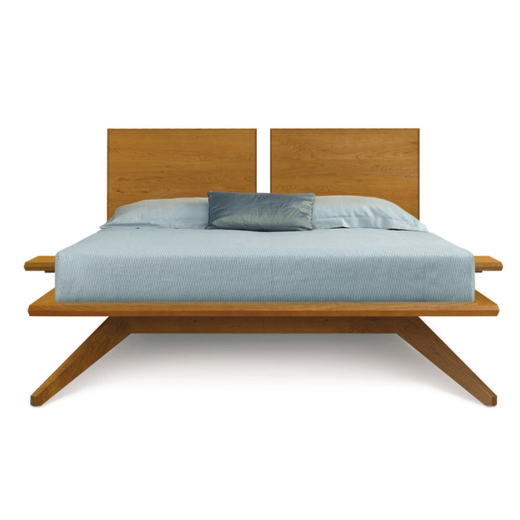 King Walnut Solid Wood Platform Bed with Adjustable Headboard