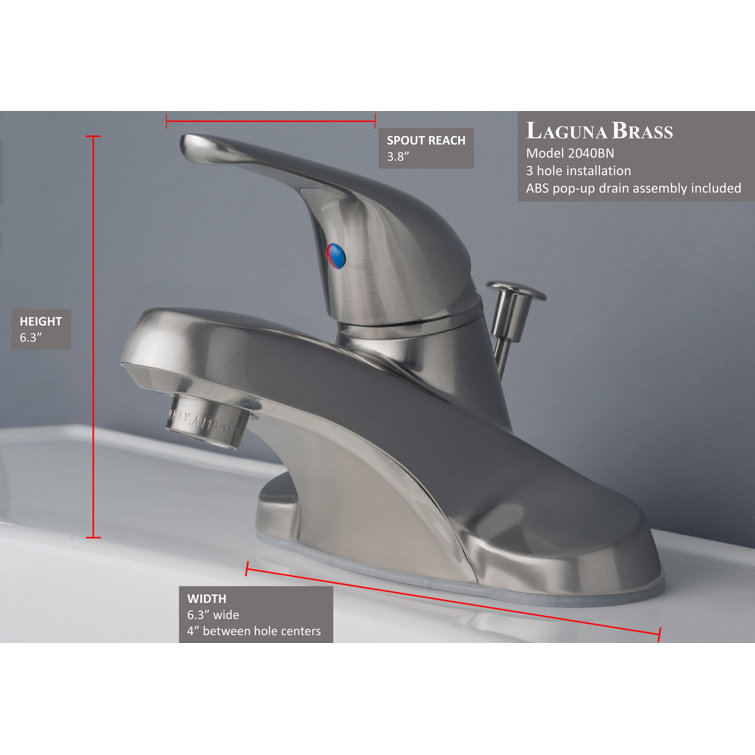 Brushed Nickel Single Handle Centerset Bathroom Faucet with Pop-Up Drain