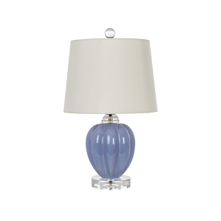 Lavender Ceramic Table Lamp with Cream Cotton Shade