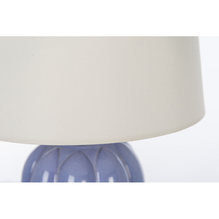 Lavender Ceramic Table Lamp with Cream Cotton Shade