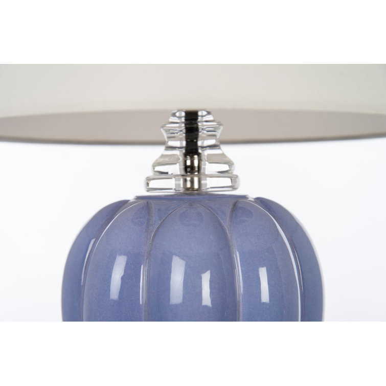 Lavender Ceramic Table Lamp with Cream Cotton Shade