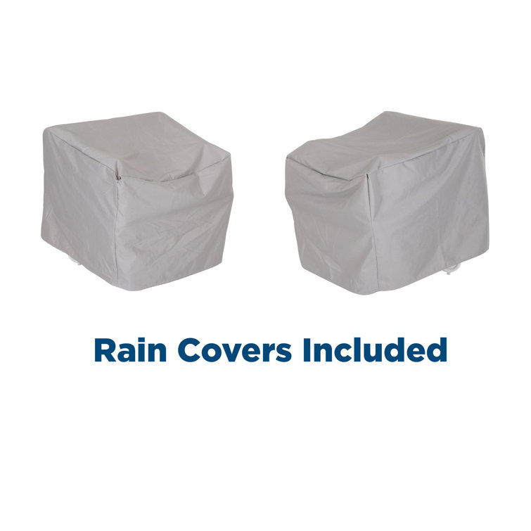 Teddi White Powder Coated Steel Outdoor Lounge Chair Pair with Cushions