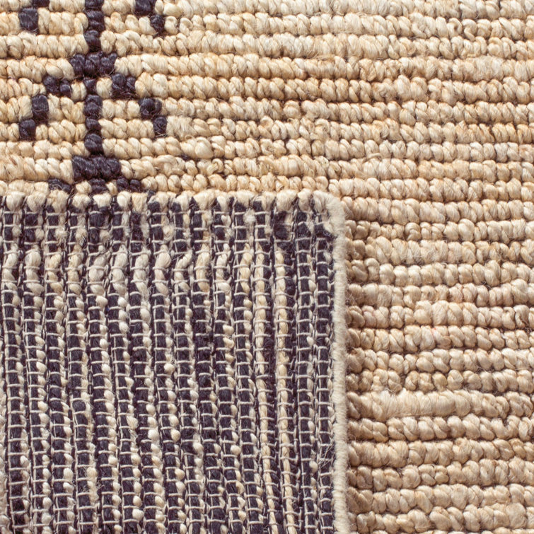 Handmade Black and Ivory Jute Bohemian Area Rug 4' x 6'
