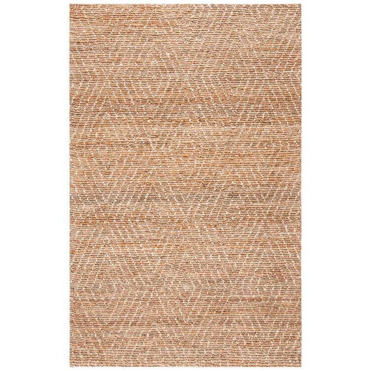 Natural Ivory Hand-Knotted Wool Geometric Area Rug