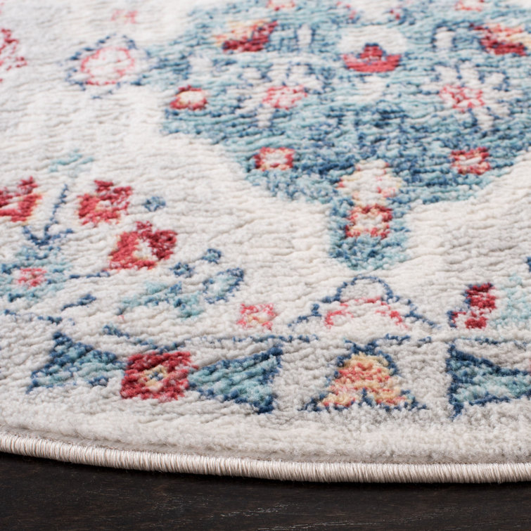 Blue Rectangular 3' x 5' Stain-Resistant Synthetic Area Rug