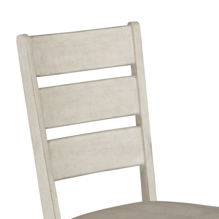 Heartland White Linen Upholstered Ladderback Side Chair