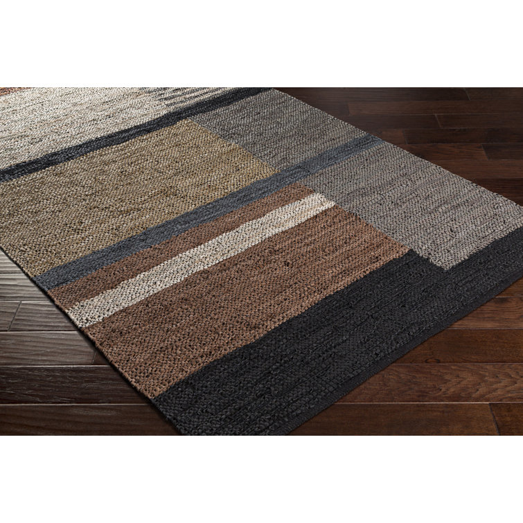 Gray and Brown Hand Woven Wool Abstract Rug