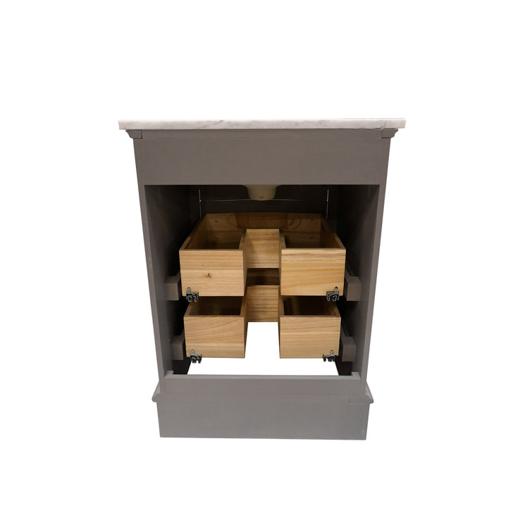 Gray 24'' Freestanding Single Vanity with Marble Top