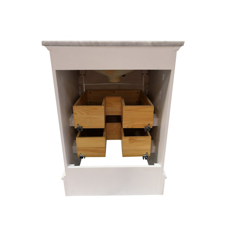 Monroe 24'' White Solid Wood Vanity with Carrara Marble Top