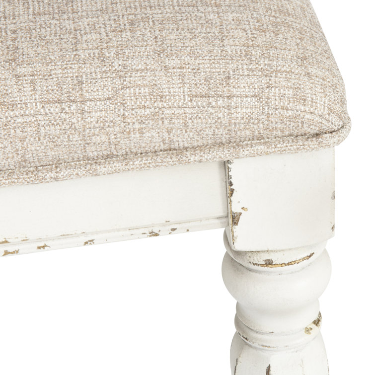 Ivory Tweed Upholstered White Wood Splat Back Side Chair