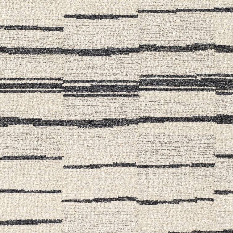 Uptown Hand-Tufted Black and Cream Wool Runner Rug 2'6" x 10'