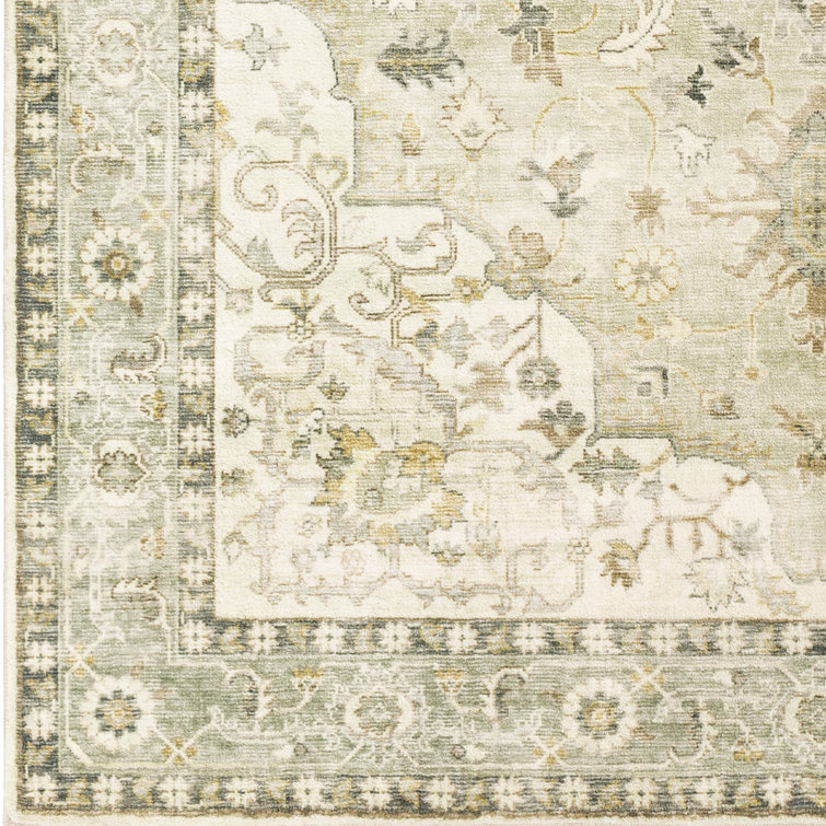 Hauteloom Crondall Gray and Cream Polyester Traditional Area Rug