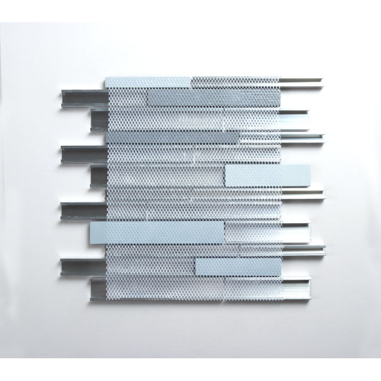 Twilight Gray and White Glass and Aluminum Mosaic Tile