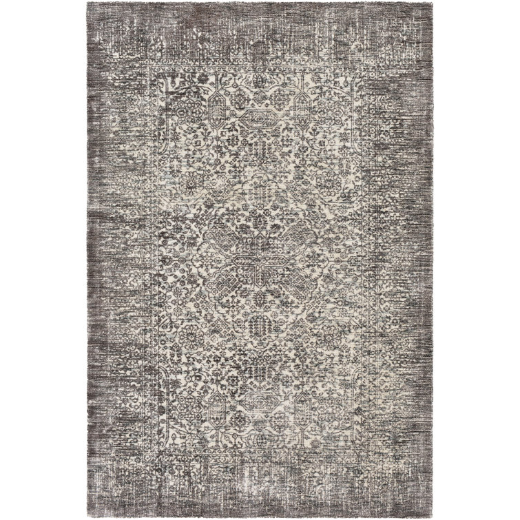 Elegant Grace 36" x 24" Handmade Gray Wool-Viscose Rug