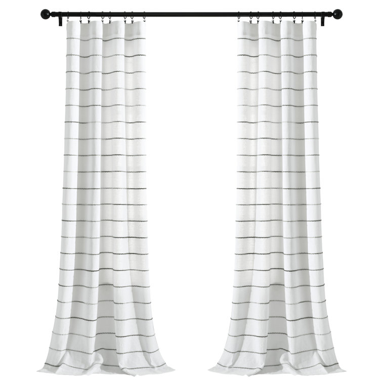 Gray Ombre Stripe Cotton Polyester Light-Filtering Curtains