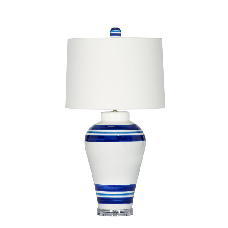 Oxford Blue Ceramic Table Lamp with Linen Shade