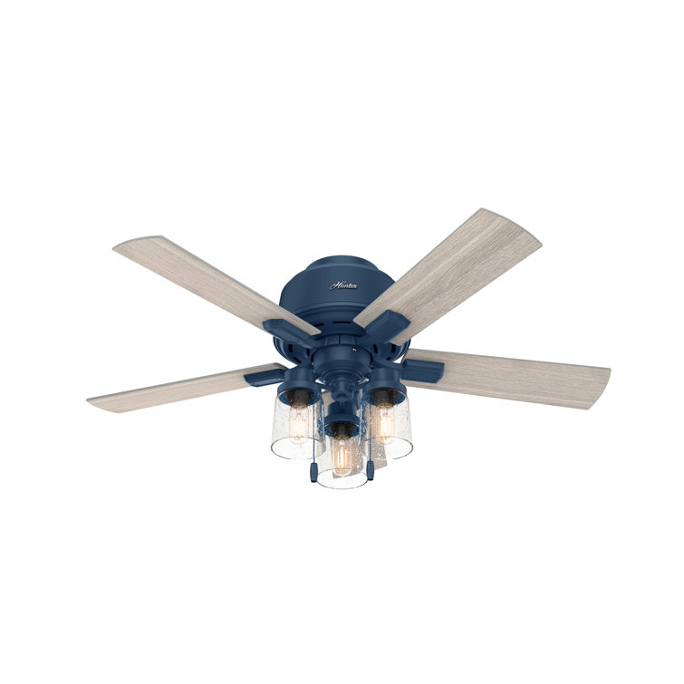 Indigo Blue 44" Low Profile Ceiling Fan with Lighting