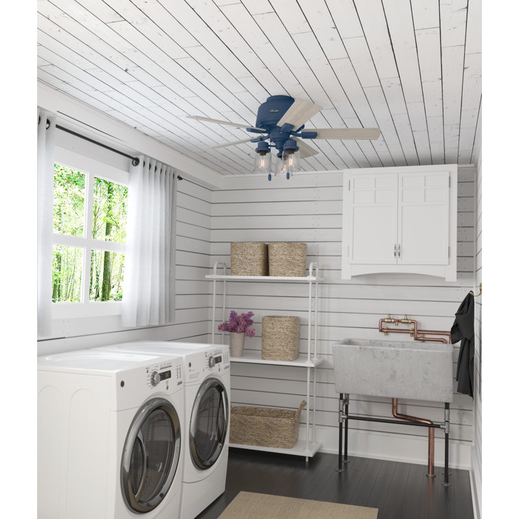 Indigo Blue 44" Low Profile Ceiling Fan with Lighting