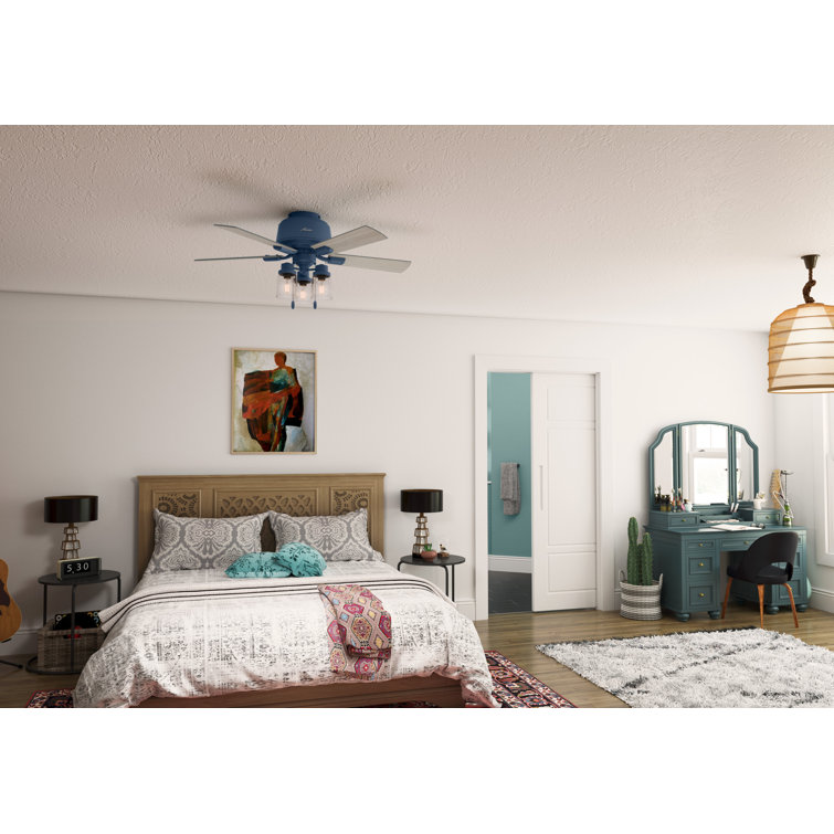 Indigo Blue 44" Low Profile Ceiling Fan with Lighting