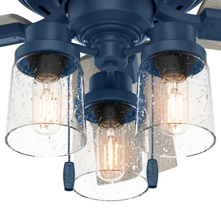 Indigo Blue 44" Low Profile Ceiling Fan with Lighting
