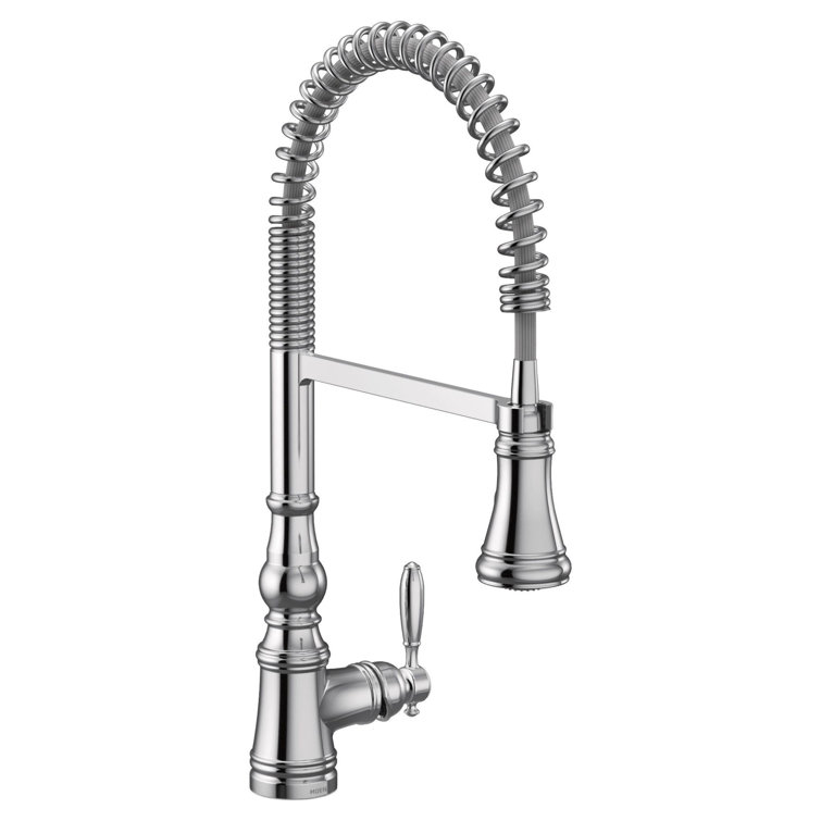 Chrome 22-inch Stainless Steel Pull-Down Kitchen Faucet with Spray