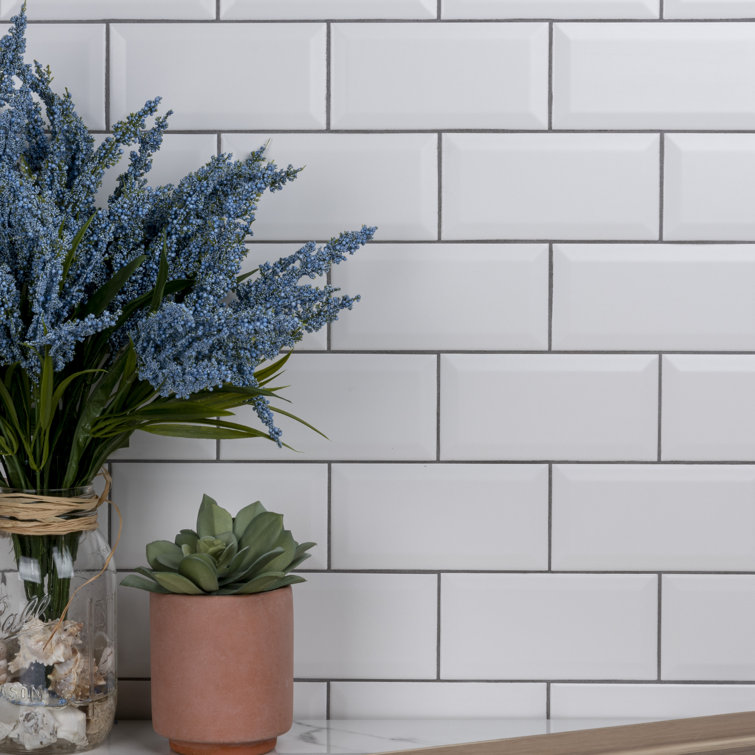 Crown Heights 3" x 6" White Beveled Ceramic Subway Tile