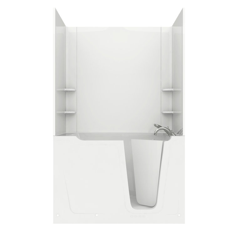 Crescendo White Fiberglass Walk-in Whirlpool Bathtub with Faucet