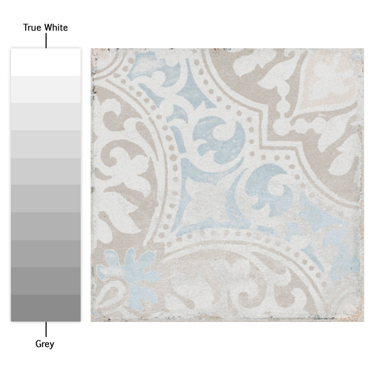 Barcelona 6" x 6" Beige and Blue Porcelain Patterned Tile