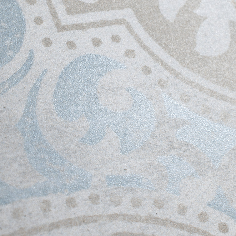 Barcelona 6" x 6" Beige and Blue Porcelain Patterned Tile