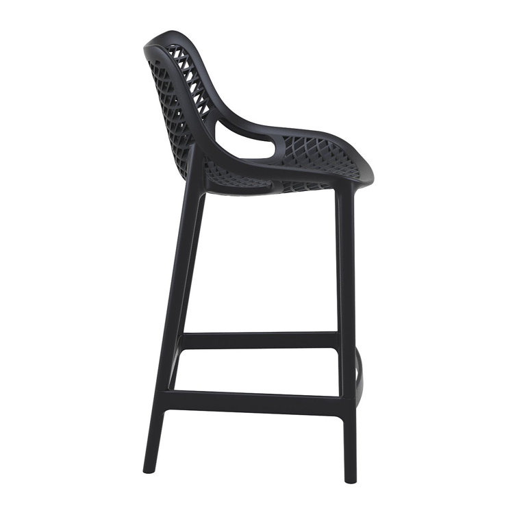 White Plastic Outdoor Bar Stools with Diamond Design, Set of 2