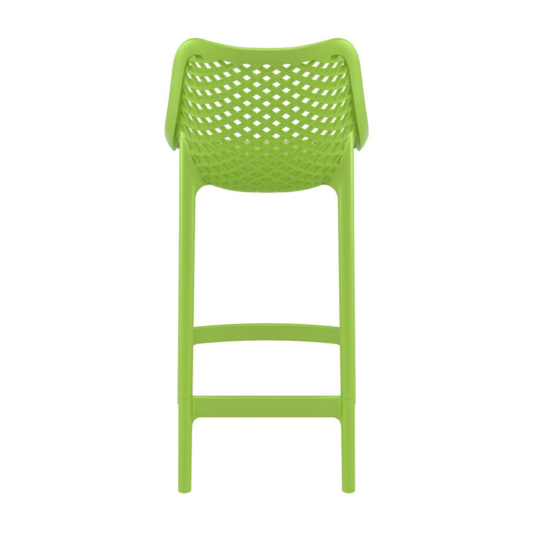 Tropical Green Plastic Outdoor Bar Stools with Footrest - Set of 2