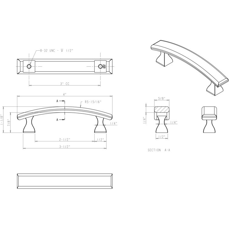 Satin Bronze Modern Cabinet Bar Pull with Mounting Hardware