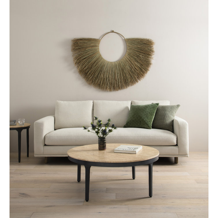 Centrale Bonnell Ivory 85" Modern Stationary Sofa with Track Arms