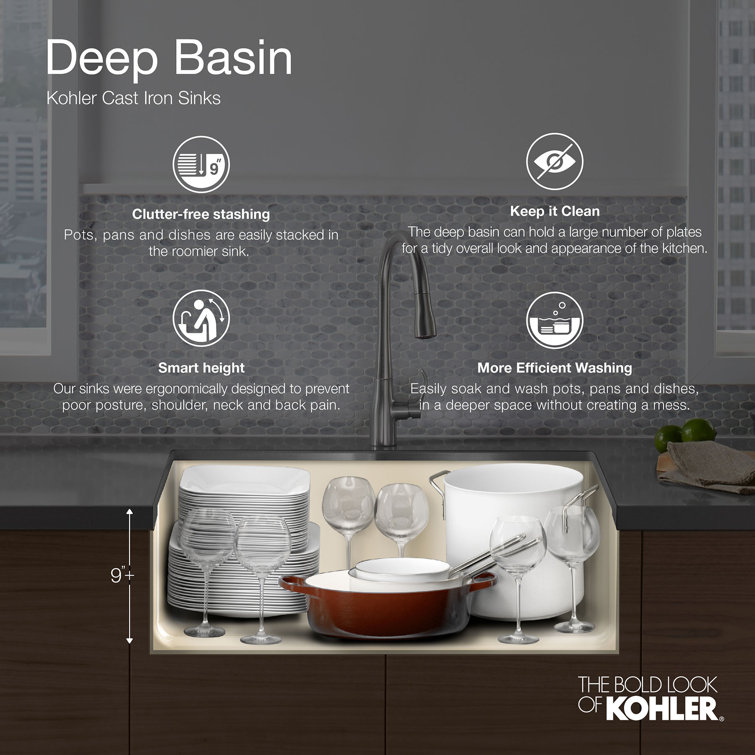 White Cast Iron 33" Drop-in Double Bowl Kitchen Sink