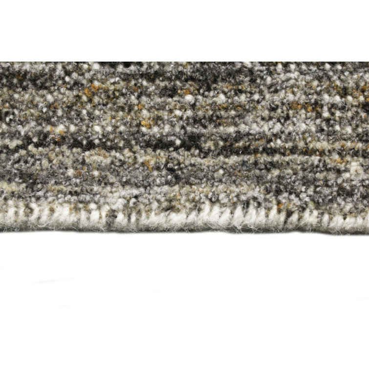 Handmade Gray Wool Runner Rug with Cotton Backing