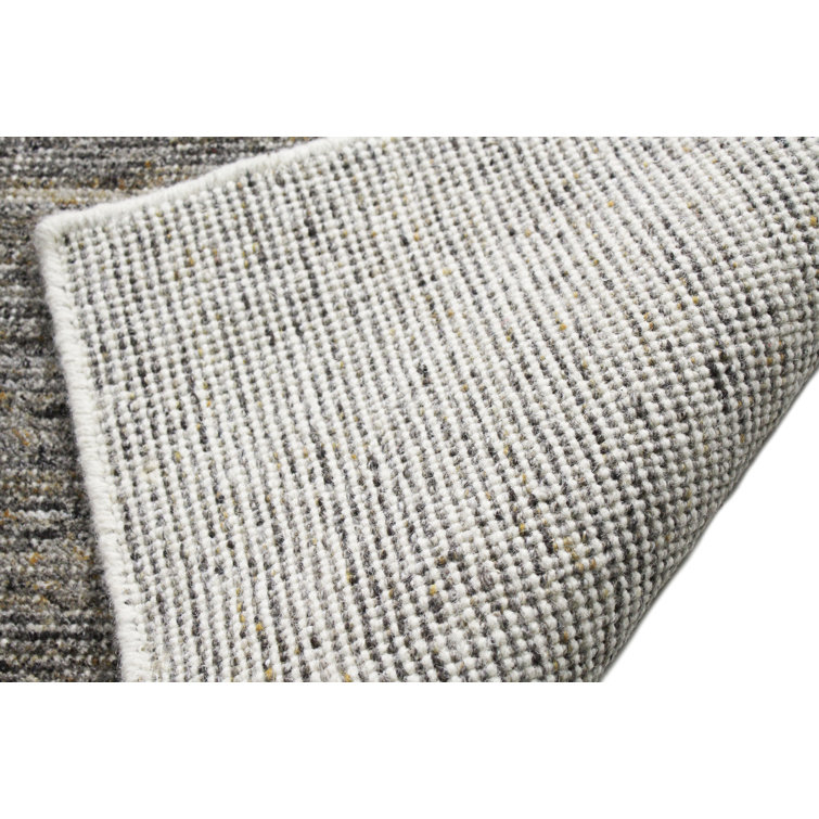Handmade Gray Wool Runner Rug with Cotton Backing