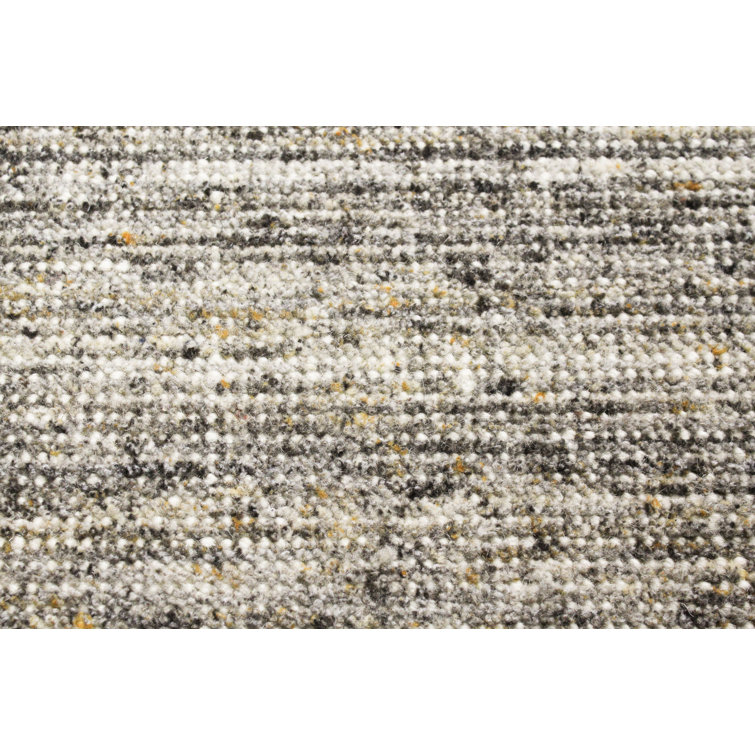 Handmade Gray Wool Runner Rug with Cotton Backing