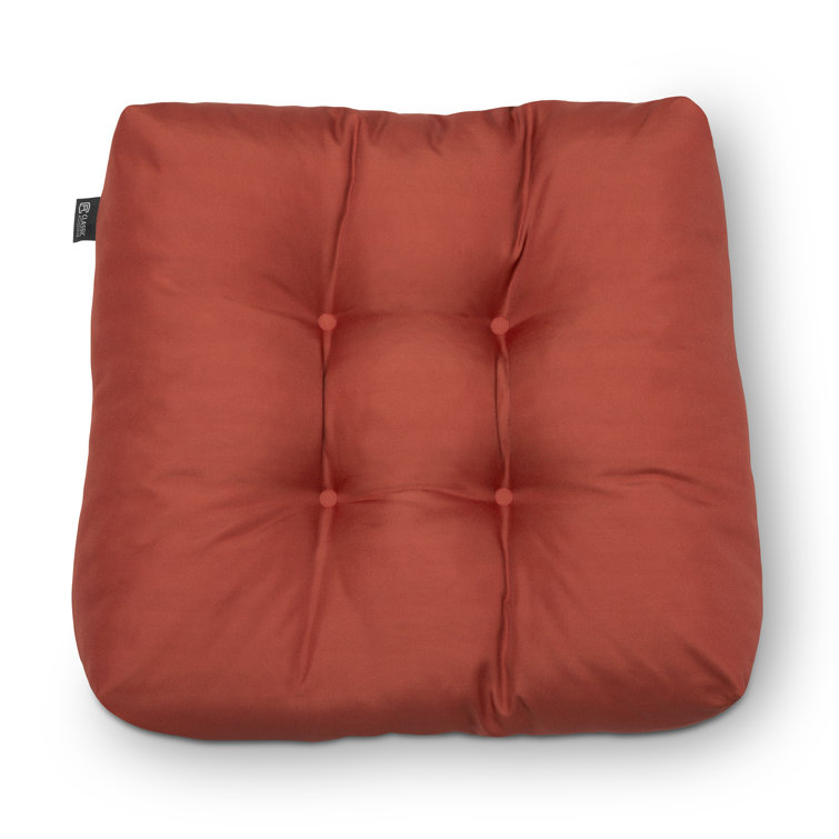 Brick Red Polyester Square Patio Seat Cushion, 19 x 19 x 5 inch