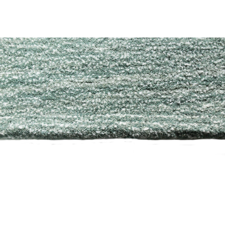 Aqua Blue Handmade Wool and Viscose Abstract Rug 8'6" x 11'6"